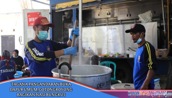 Tagana Pangandaran Gotong Royong Dirikan Dapur Umum Lapangan