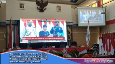 Rapat Paripurna DPRD Pangandaran Zoom Meeting Mendengarkan Pidato Presiden Joko Widodo