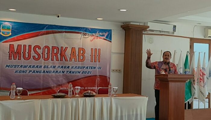 Bupati Pangandaran Jeje Wiradinata Membuka Musorkab III KONI Pangandaran 2021