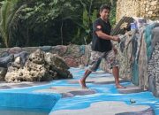 Lukisan 3 Dimensi Di Lantai Tepi Kolam Renang Gua Nyalindung, Bakal Jadi Spot Foto Favorit