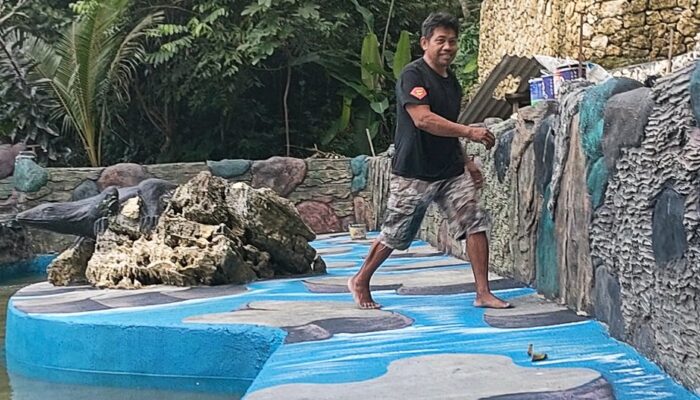 Lukisan 3 Dimensi Di Lantai Tepi Kolam Renang Gua Nyalindung, Bakal Jadi Spot Foto Favorit