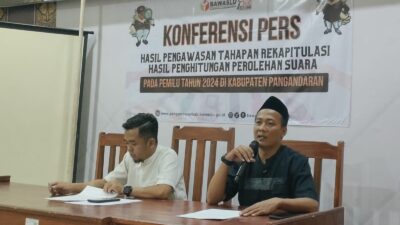 Bawaslu Gelar Konferensi Pers Hasil Pengawasan Pemilu 2024 Di Kabupaten Pangandaran