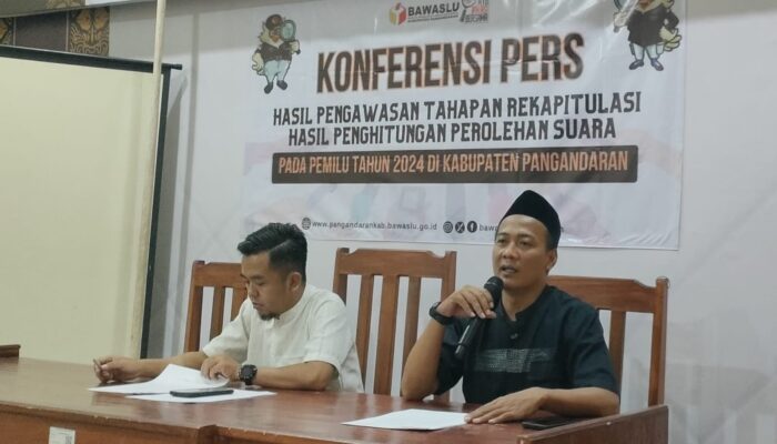 Bawaslu Gelar Konferensi Pers Hasil Pengawasan Pemilu 2024 Di Kabupaten Pangandaran