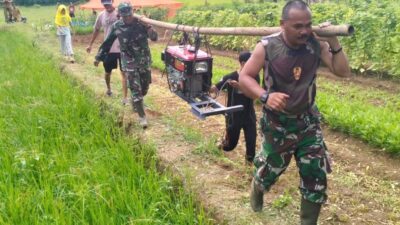Kodim 0625 Bersama Dinas Pertanian Pangandaran,Tingkatkan Produktivitas Padi melalui Pompanisasi Pengairan Sawah
