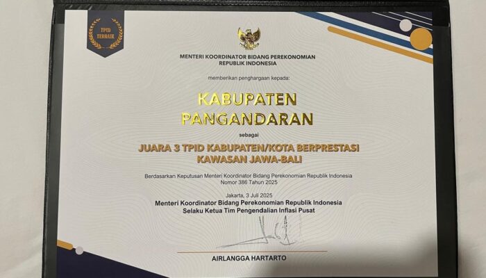 Pangandaran Raih Juara 3 TPID Award Kawasan Jawa–Bali Tahun 2025